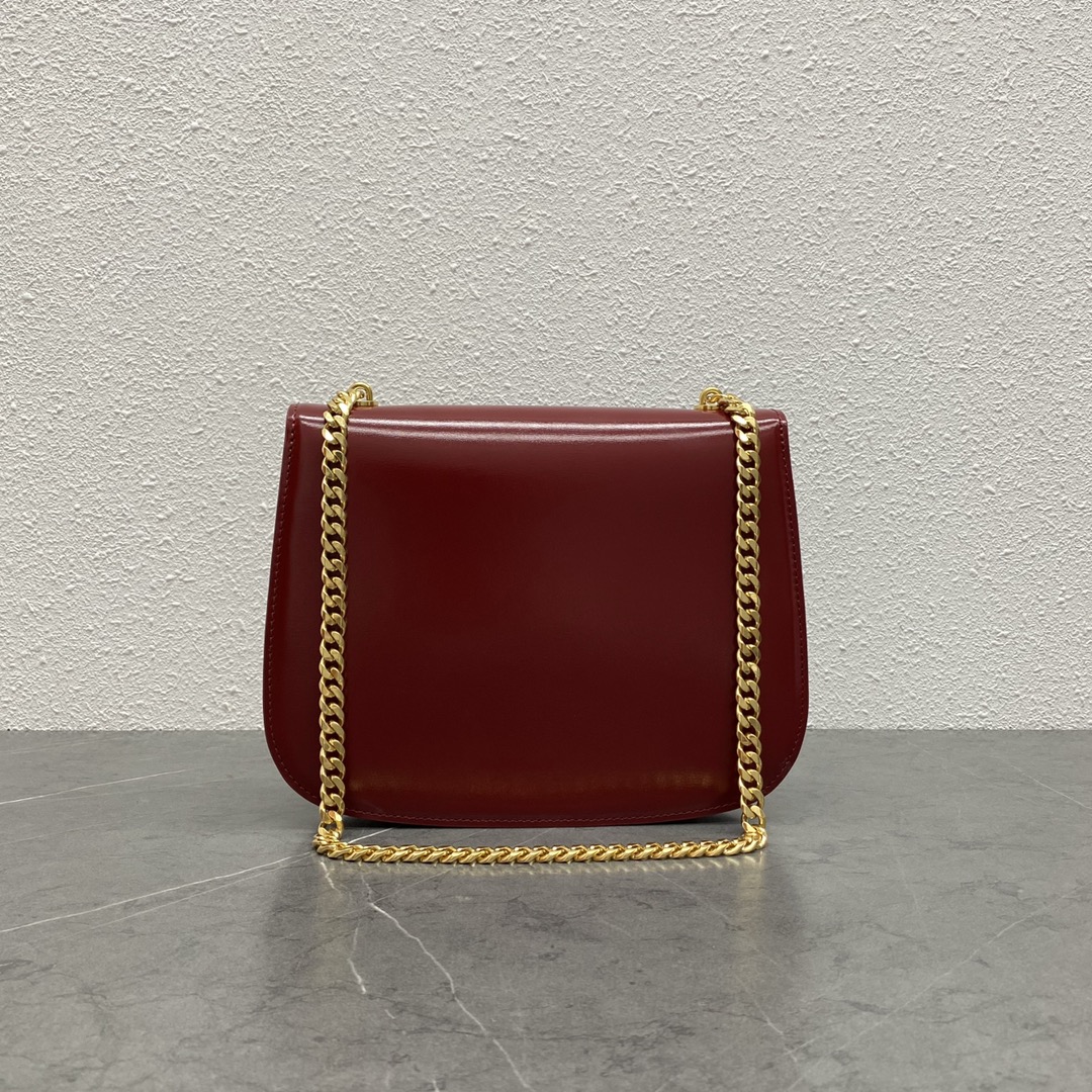 Celine Triumphal Arch Chain Square Bag In Smooth Calfskin Red 199273